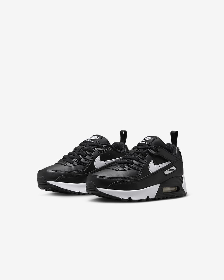 Nike Boys Air Max 90 EasyOn Shoes Black Black White Size 03.0